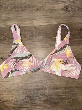 Volcom Bikini Top XL Lavender Tropical Print | Surf Swim